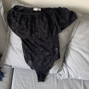 Lace off the shoulder bodysuit